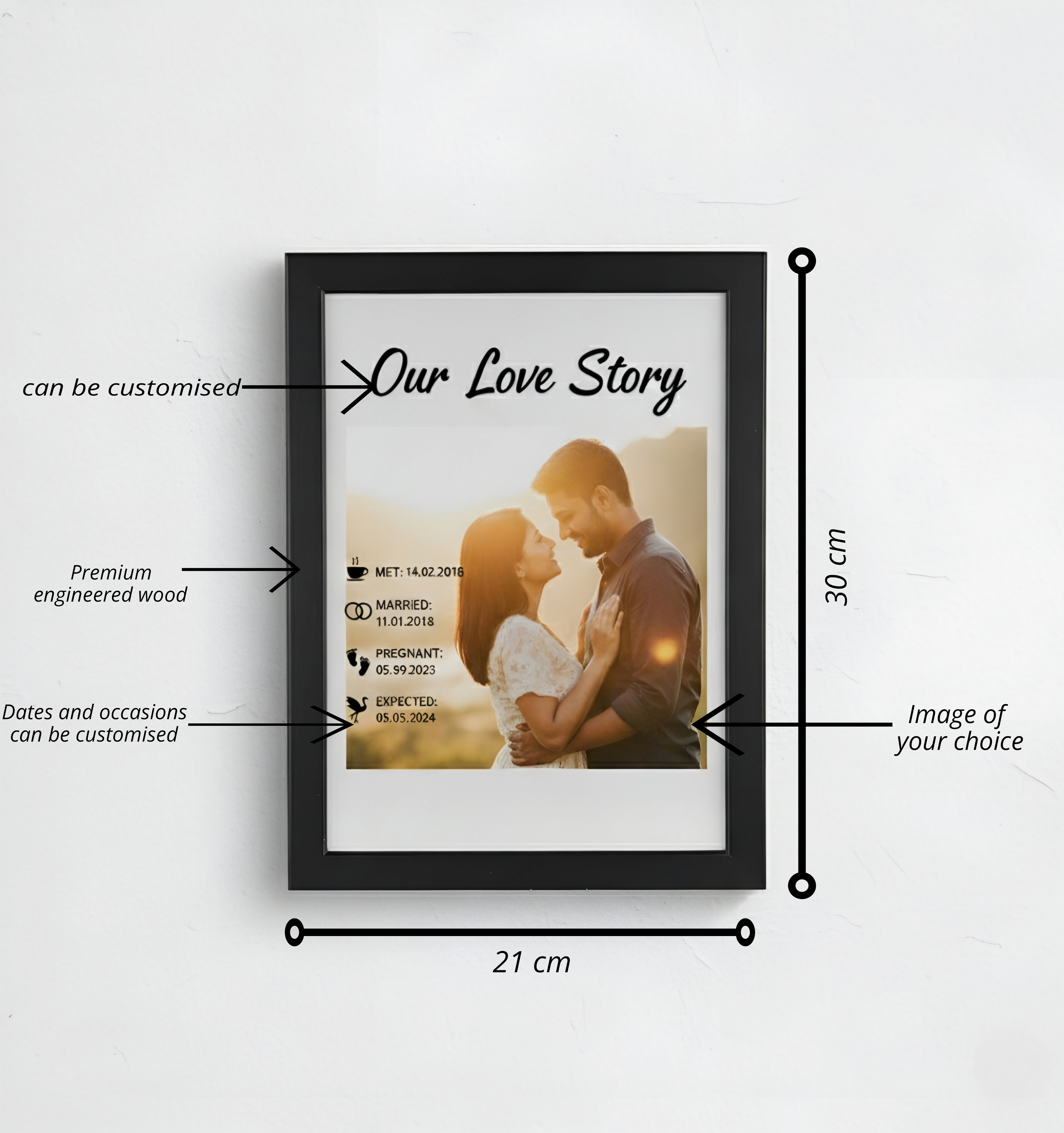 BLACK PERSONALIZED PHOTO FRAME